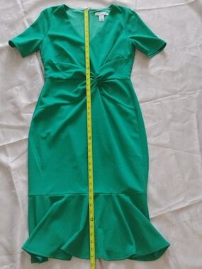 London Times Emerald Green Mermaid flounce Midi Dress